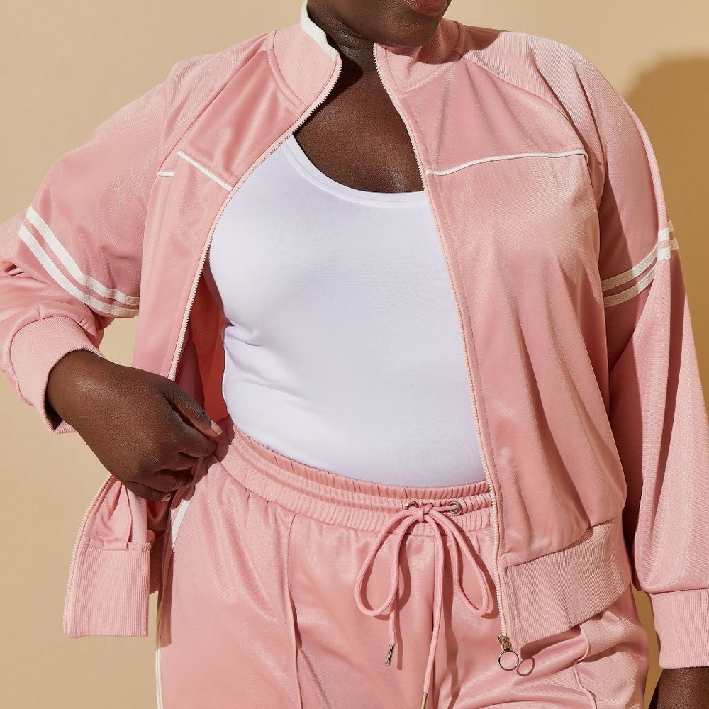 Cropped Striped Track Jacket